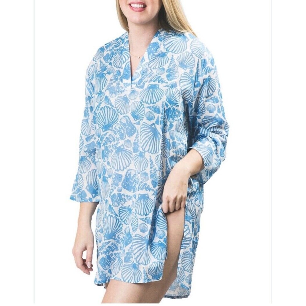 NWT Top It Off Women's Shoreside Seashell Swim Cover-Up Dress Size Medium $65